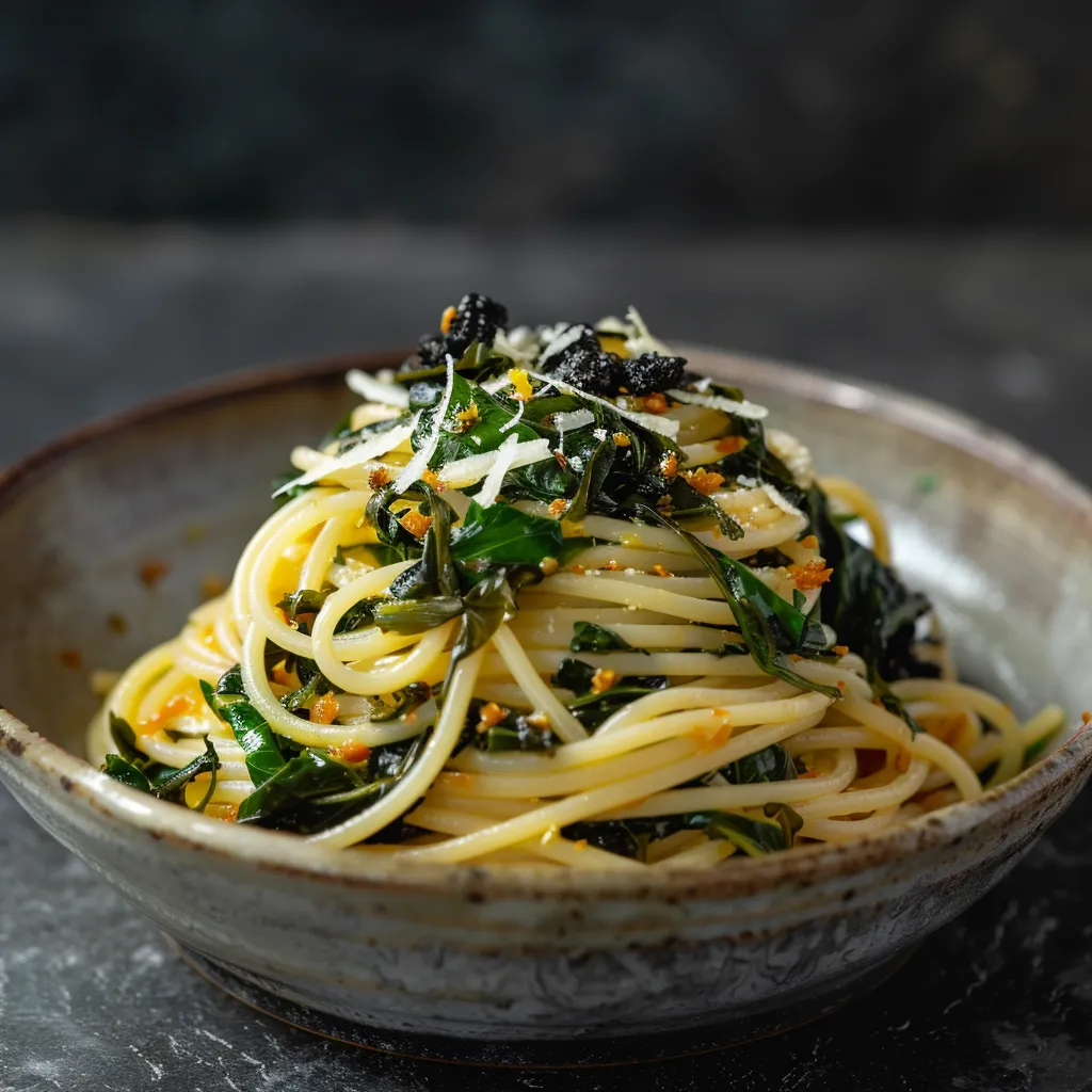 Spaghettis aux blettes et truffe