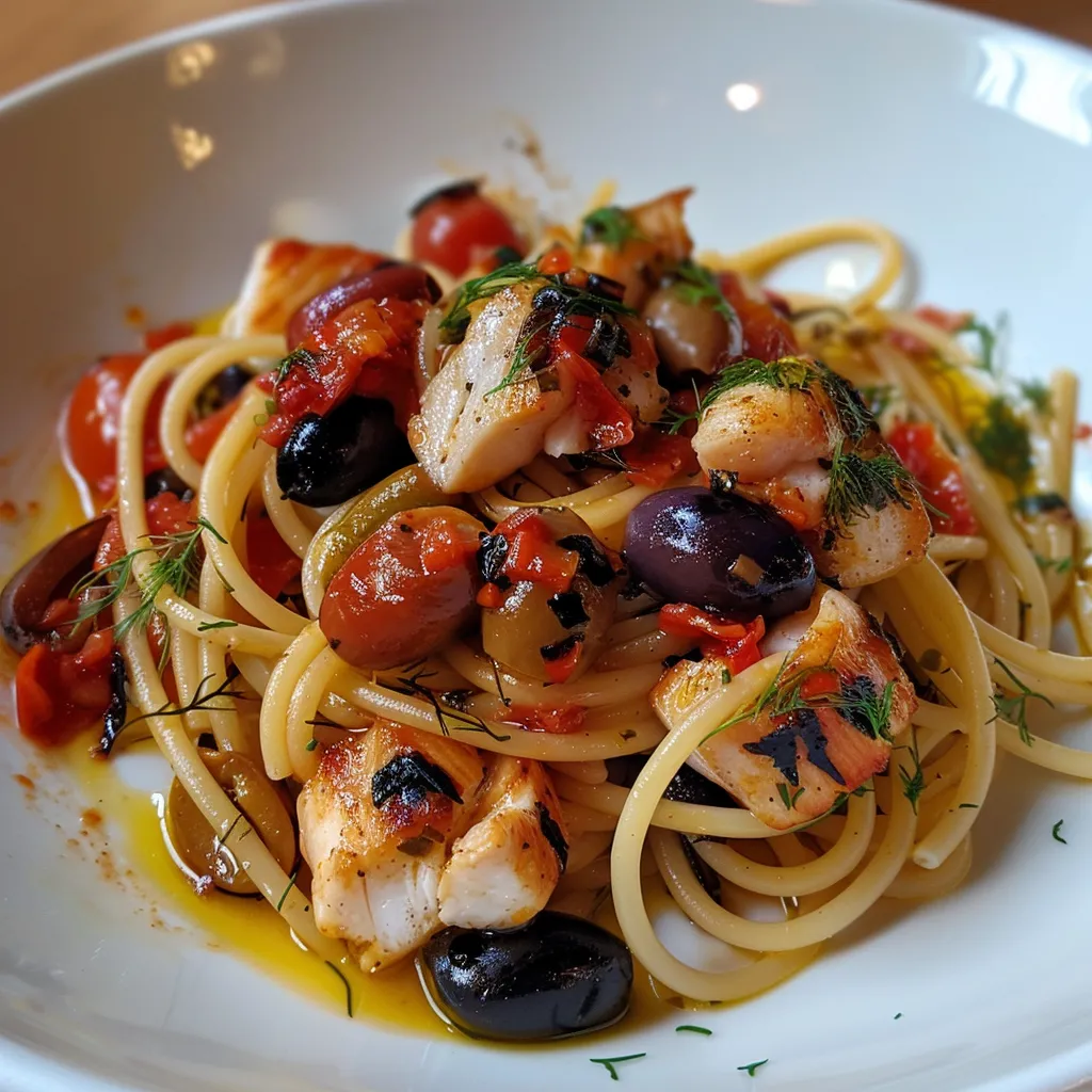 Spaghettis au poisson et aneth