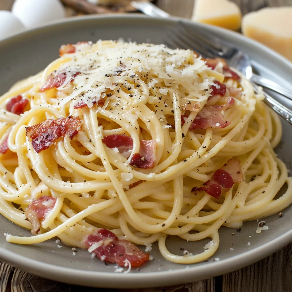 Spaghetti carbonara maison traditionnels