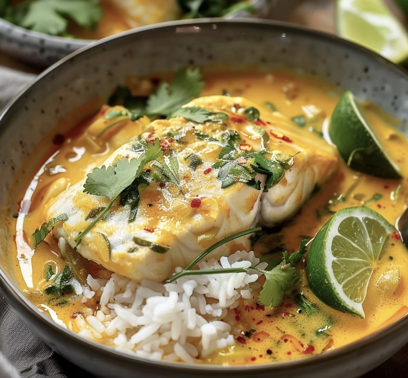 Curry de Poisson Blanc au Lait de Coco.