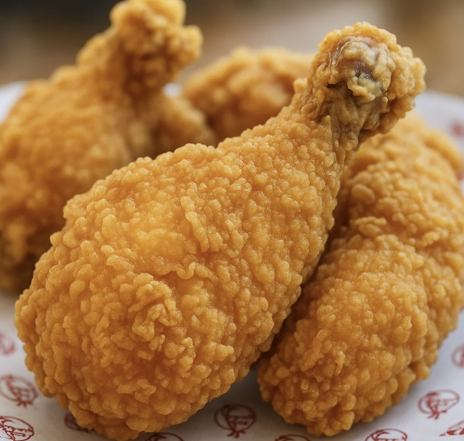 Des poulets KFC faits maison sur une plaque.