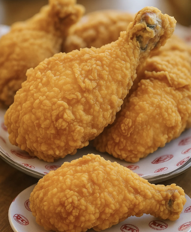 Des poulets KFC faits maison sur un plateau.