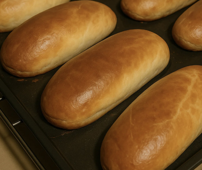 Une panne de pain au lait est sur un plateau.