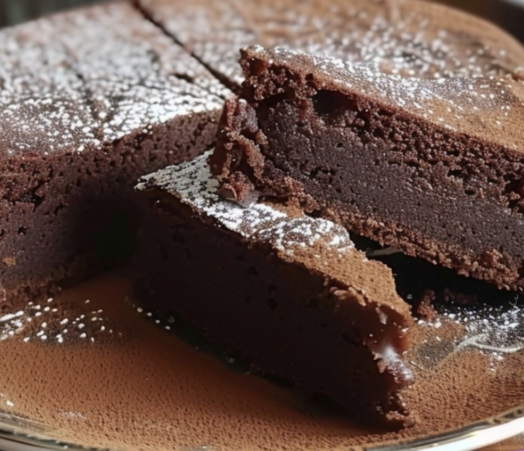 Une portion de chocolat fondant sur un plateau.