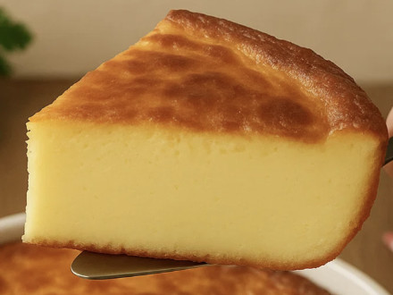Une pièce de flan maison moelleux.