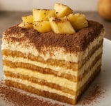 Une portion de tiramisu à l'ananas sur un plateau.
