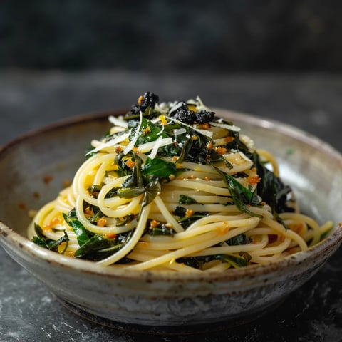 Spaghettis aux blettes et truffe