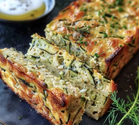 Une pâte de courgette est servie sur une table.